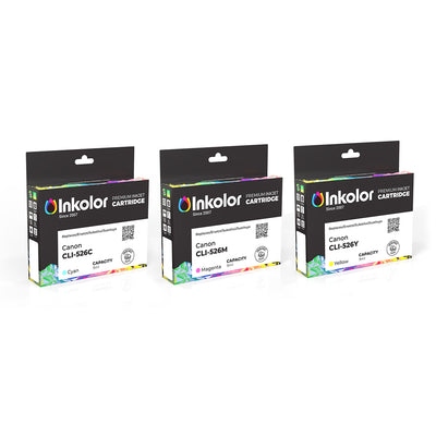 Canon CLI-526PA Multipack Color kompatible Tintenpatronen Cyan, Magenta, Gelb Verpackung