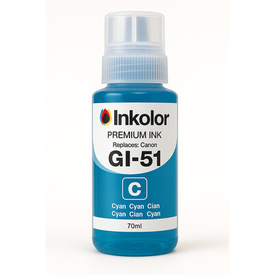 Canon GI-51C kompatible Tintenpatrone Cyan, ink bottle for high-quality printing, replaces Canon, ideal for office and home use.