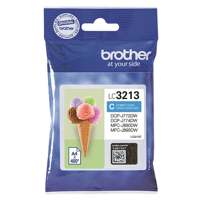 Brother LC-3213C Tintenpatrone Cyan Verpackung für qualitativ hochwertige Druckergebnisse bei Brother-Druckern, bis zu 400 Seiten
