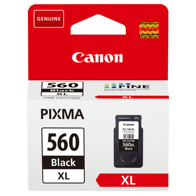 Canon PG-560XL Tintenpatrone Schwarz, hochqualitative schwarze Tinte, kompatibel mit Canon-Druckern, druckt bis zu 400 Seiten.