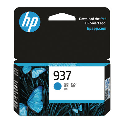 HP 937 (4S6W2NE) Tintenpatrone Cyan Verpackung mit HP Smart App Hinweis