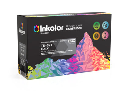 Brother TN-321BK kompatibler Toner Schwarz Inkcolor TN-321 Black Tonerkartusche, Premium Toner Cartridge Ersatz fuer Brother, bis zu 2.500 Seiten