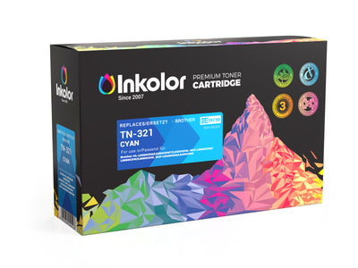 Alt Tag: Brother TN-321C kompatibler Toner Cyan Inkcolor Premium Tonerkartusche, Cyan, Ersatz fuer Brother TN-321, bis 1.500 Seiten