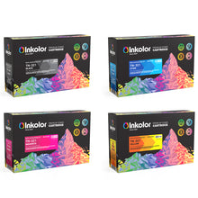 Inkcolor compatible Brother TN-321 toner multipack in black, cyan, magenta, and yellow for professional quality printing.