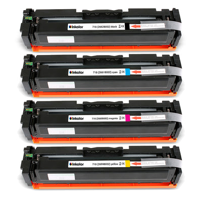 Alt Tag: Canon 718 Multipack kompatible Toner Set, kompatible Tonerkartuschen Schwarz Cyan Magenta Gelb fuer Canon Drucker