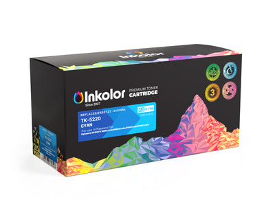 Alt Tag: Kyocera TK-5220C kompatibler Toner Cyan - Inkolor Premium Toner Cartridge, TK-5220 Cyan kompatible Druckerpatrone fuer Kyocera