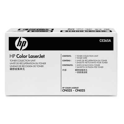 HP CE265A Resttonerbehälter für HP Drucksysteme mit hoher Kapazität für 36.000 Seiten, optimale Druckqualität und einfache Installation.