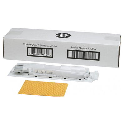 HP B5L37A Resttonerbehälter mit Verpackung, kompatibel für HP Drucker, zeigt Produktnummer und einfache Installation.