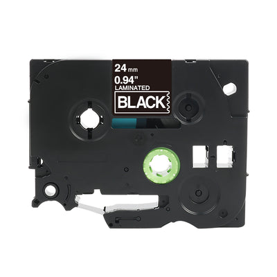 Brother Tze-355 kompatibles Beschriftungsband für P-Touch, 24 mm x 8 Meter, schwarze Tinte, laminierte Kassette, abriebbeständig.