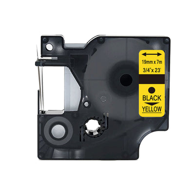 Alt Tag: Dymo 45808 (S0720880) kompatibles Beschriftungsband, Etikettenband Kassette schwarz auf gelb, 19 mm x 7 m, wischfest