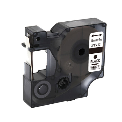 Alt Tag: Dymo 45803 (S0720830) kompatibles Beschriftungsband Kassette 19mm x 7m, schwarz auf weiss, wischfest fuer Dymo Drucker