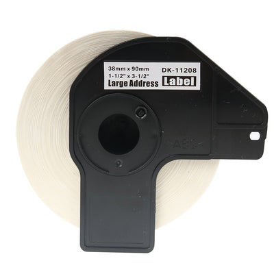 Alt Tag: Brother DK-11208 kompatible Etiketten fuer QL-Serie DK-11208 Labelrolle 38 x 90 mm Large Address, kompatibel mit Brother QL