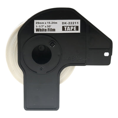 Alt Tag: Brother DK-22211 kompatible Etiketten fuer QL-Serie Endlosetiketten Rolle 29 mm x 15,24 m DK-22211 White Film Tape