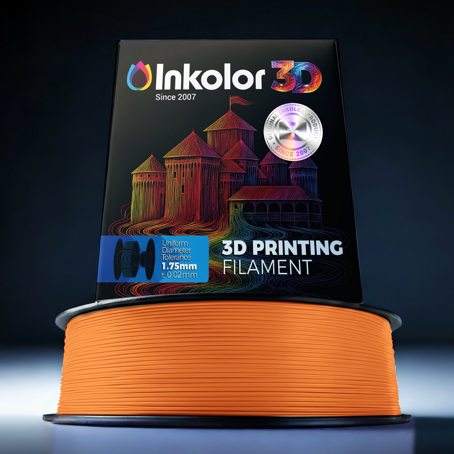 Inkolor PLA filament orange phosphorescent 1,75 mm 1 kg pour impression 3D