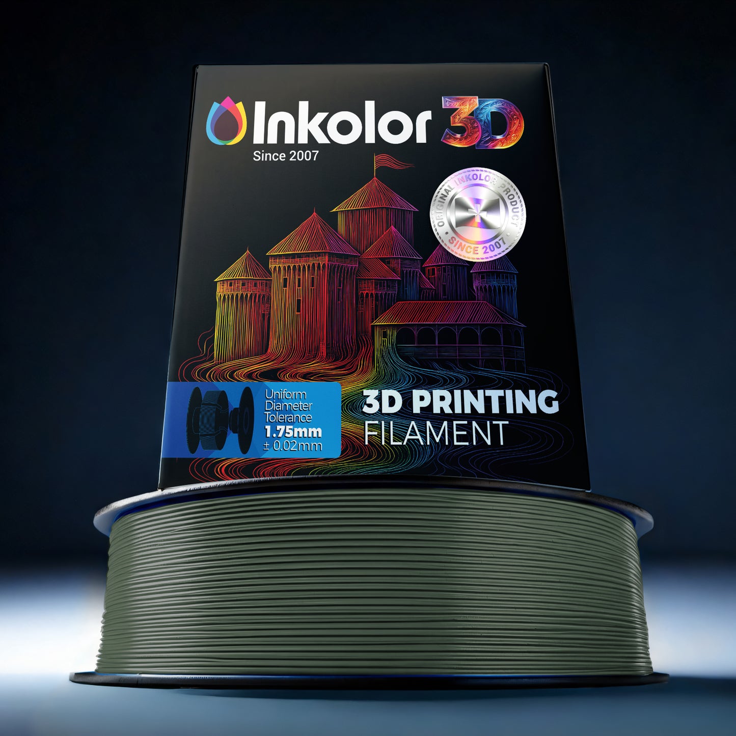Filament Inkolor PLA Vert Olive 1,75 mm 1 kg pour impression 3D