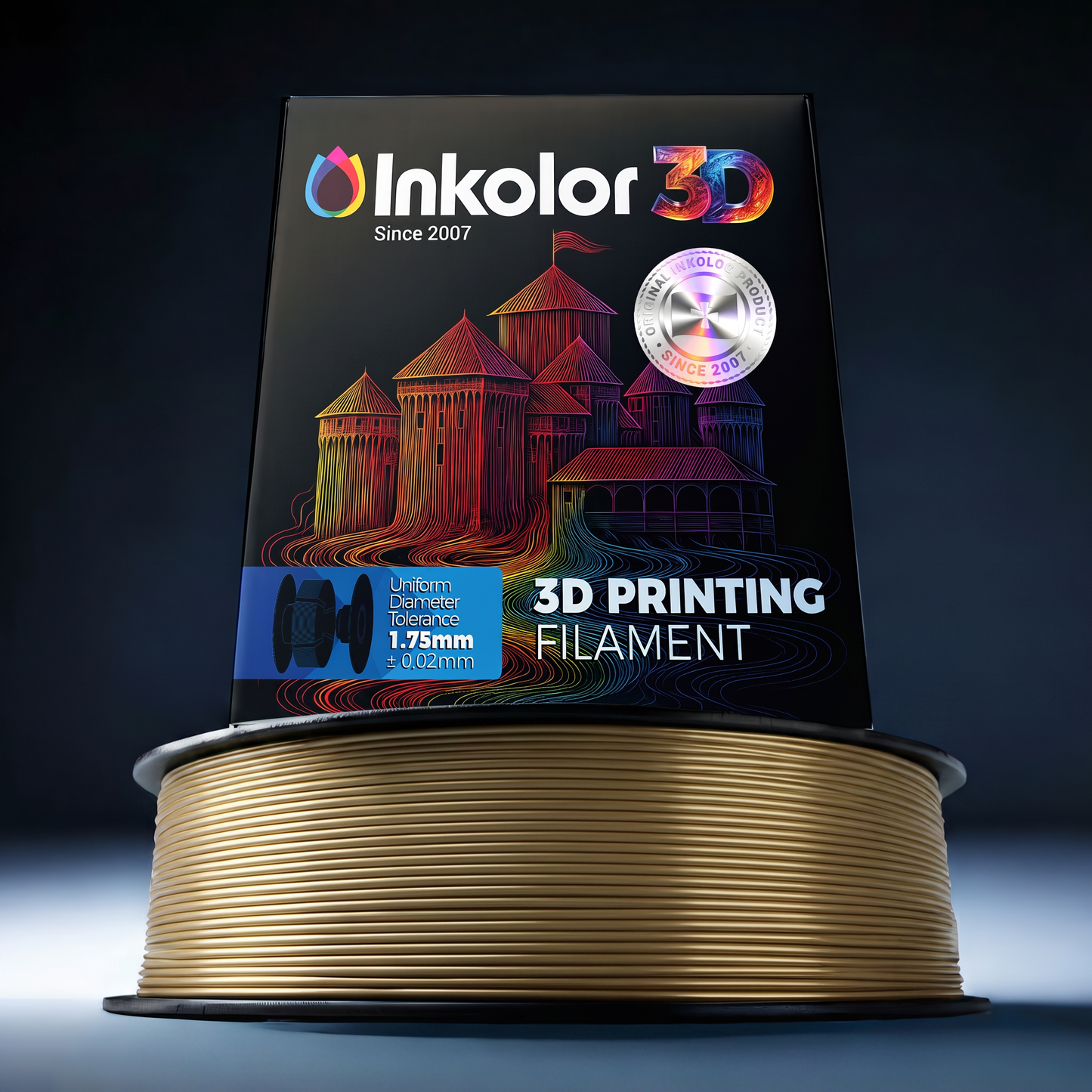 Inkolor Metallic PLA Antique Brass 1.75mm 1Kg 3D-Druck Filament