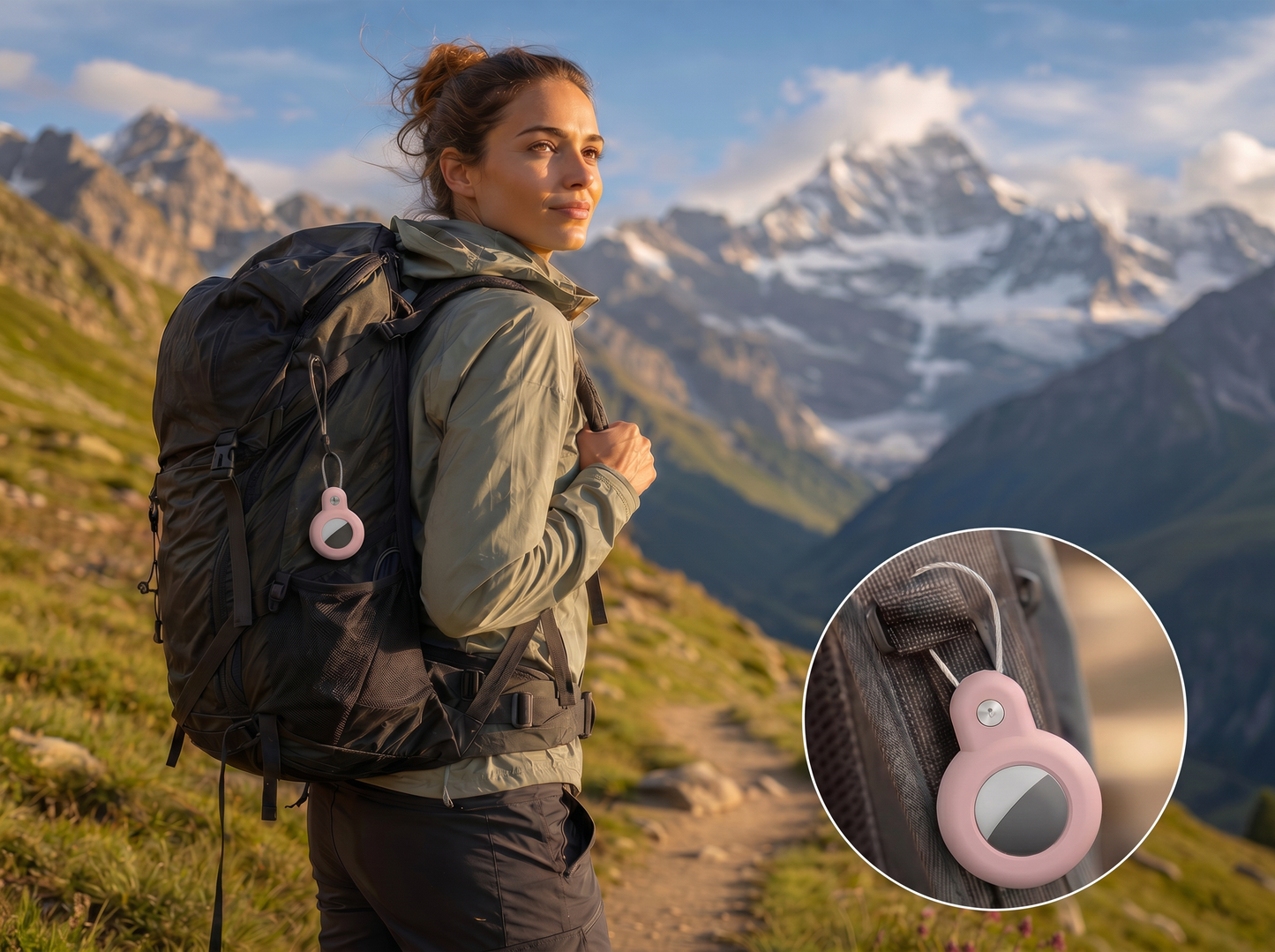 Wasserabweisender Apple AirTag-Halter mit Stahlkabel und sicherem Inbusschlüssel-Verschluss