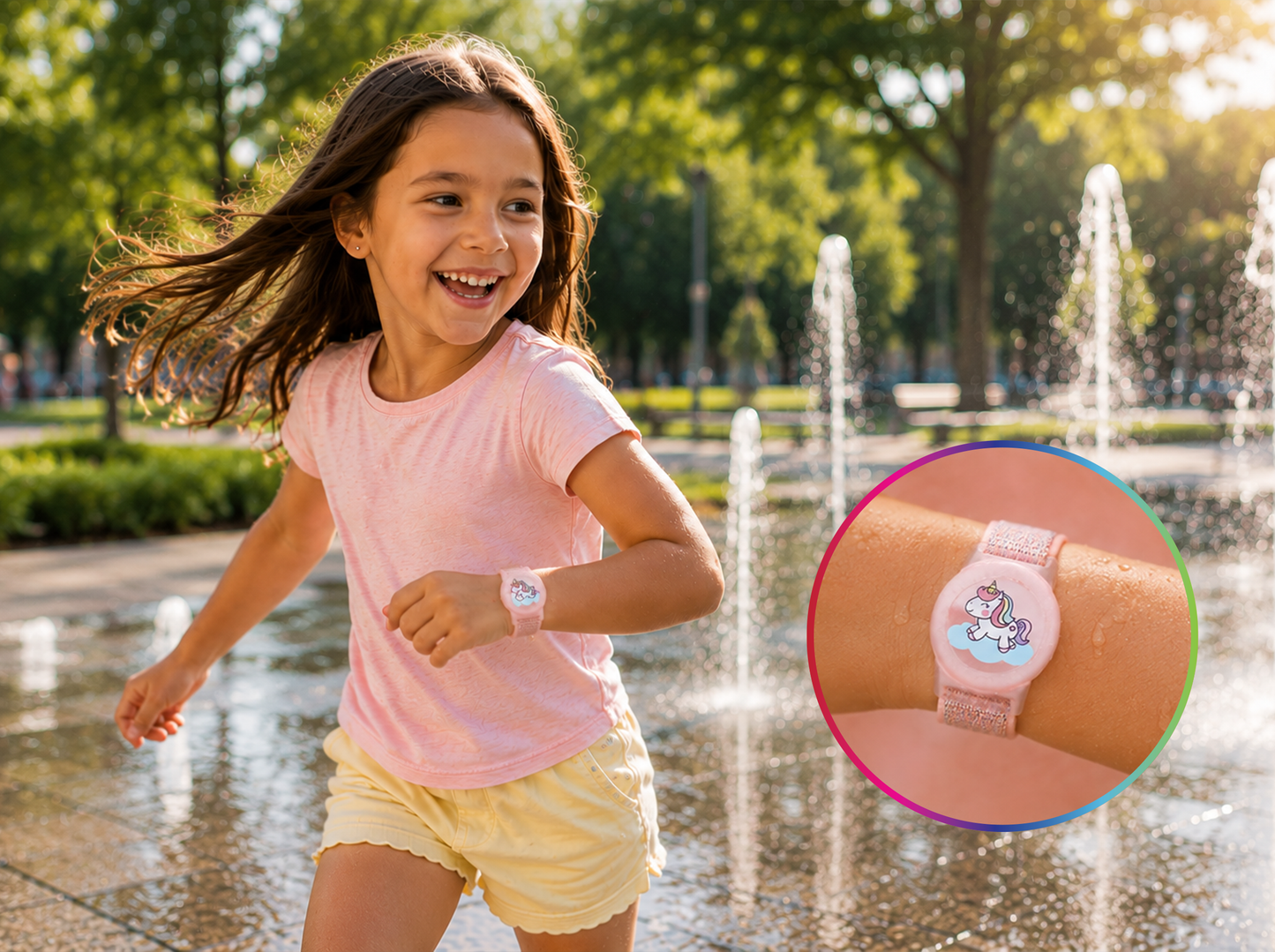 Kinder-AirTag-Armband aus Nylon - weiches hypoallergenes Material mit Schutzgehäuse und verstellbarem Klettverschluss