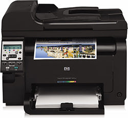 HP LaserJet Pro 100 Color MFP M175nw multifunction printer with wireless capabilities, printing a color document