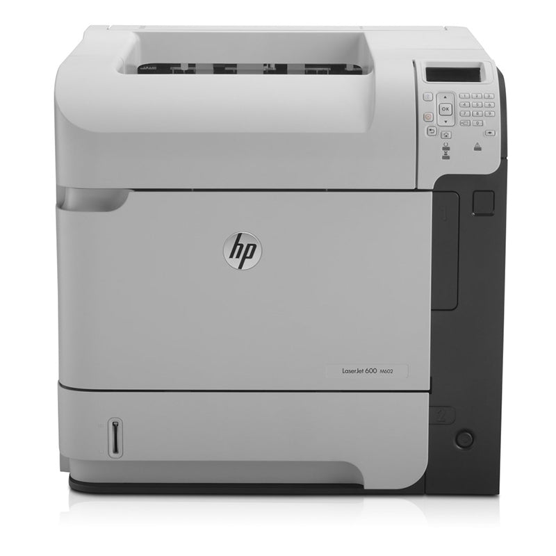 HP LaserJet Enterprise M602DN monochrome printer, ideal for busy offices with high-speed and duplex printing features.