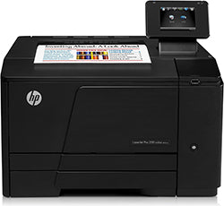 HP LaserJet Pro 200 Color Printer for small offices, compact design with 600x600 dpi resolution, duplex printing, 150-sheet capacity.