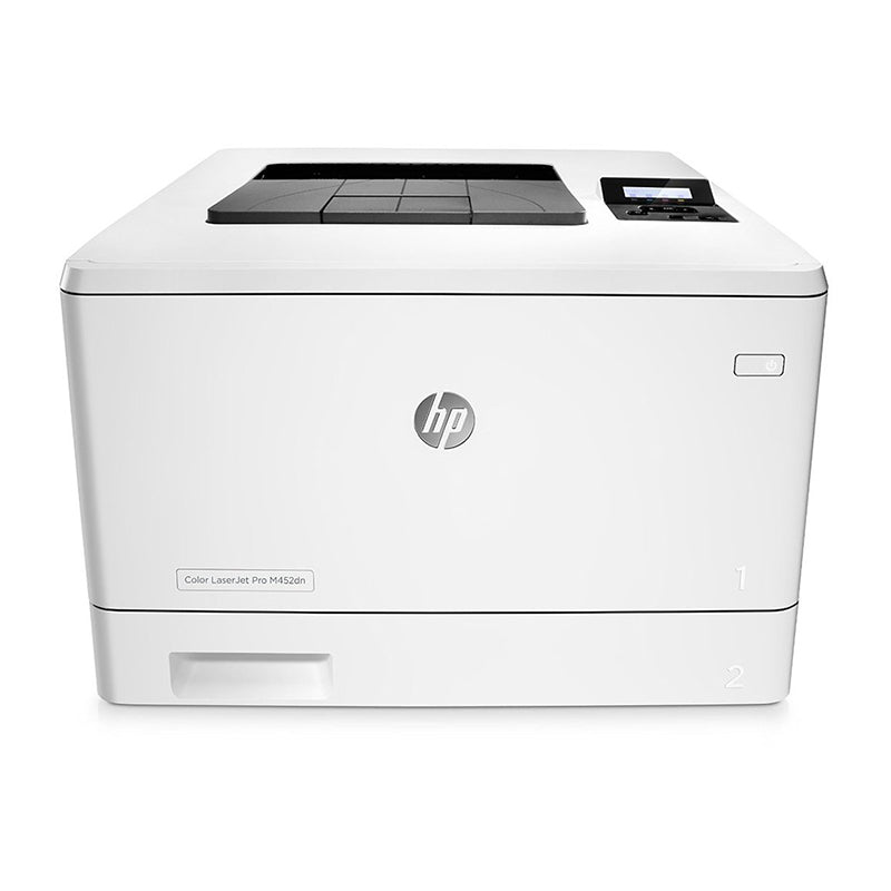 HP Color LaserJet Pro M452 printer with high-speed color printing and duplex support.