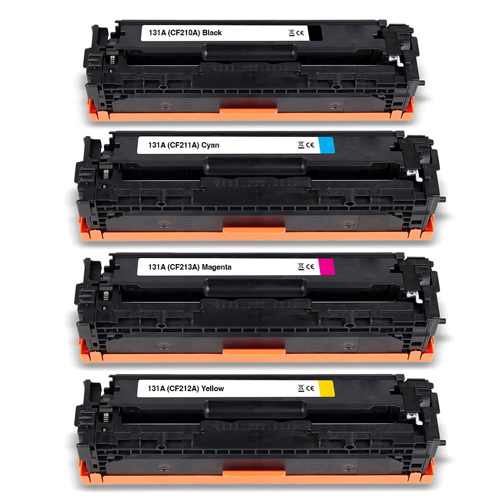 Multipack di toner HP 131A compatibili (CF210A, CF211A, CF212A, CF213A) per stampe brillanti - cartucce nero, ciano, magenta, giallo.