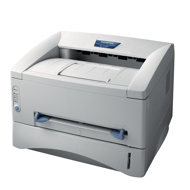 Brother HL-1470N monochrome laser printer with network capability and 14 ppm speed, ideal for small office environments.
