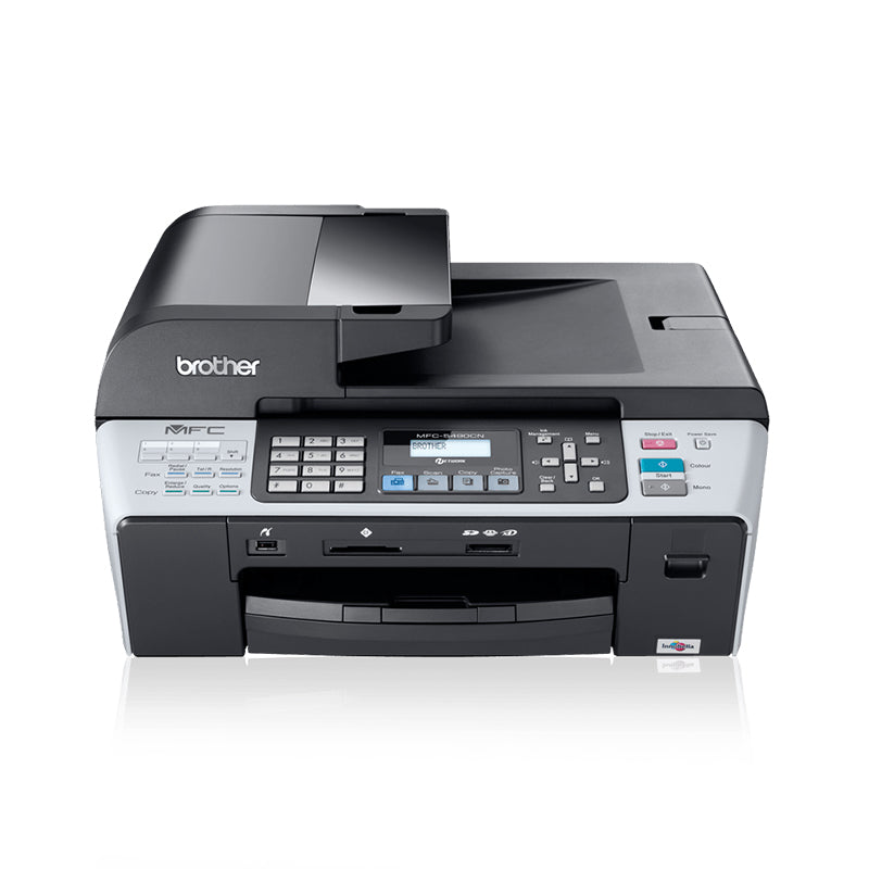 Brother MFC-5490CN multifunction inkjet printer with ADF, offering high-speed printing and scanning capabilities.