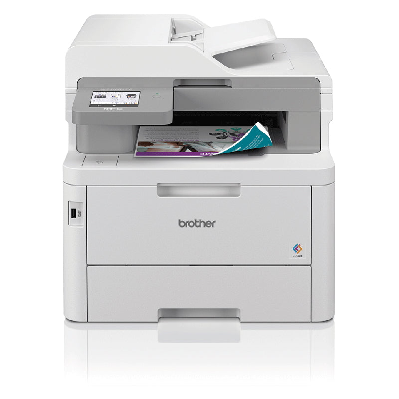 Brother MFC-8860DN multifunction laser printer with duplex, network interface, supports print, copy, scan, fax; 30 ppm speed.