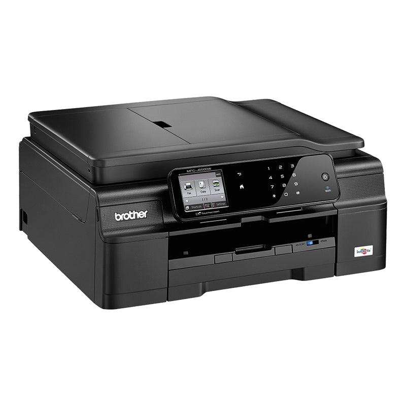 Brother MFC-J650DW inkjet multifunction printer with wireless duplex printing and scanning features on display.