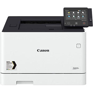 Canon i-SENSYS LBP-664CX color laser printer with touchscreen display, offering high-speed printing and advanced office features.