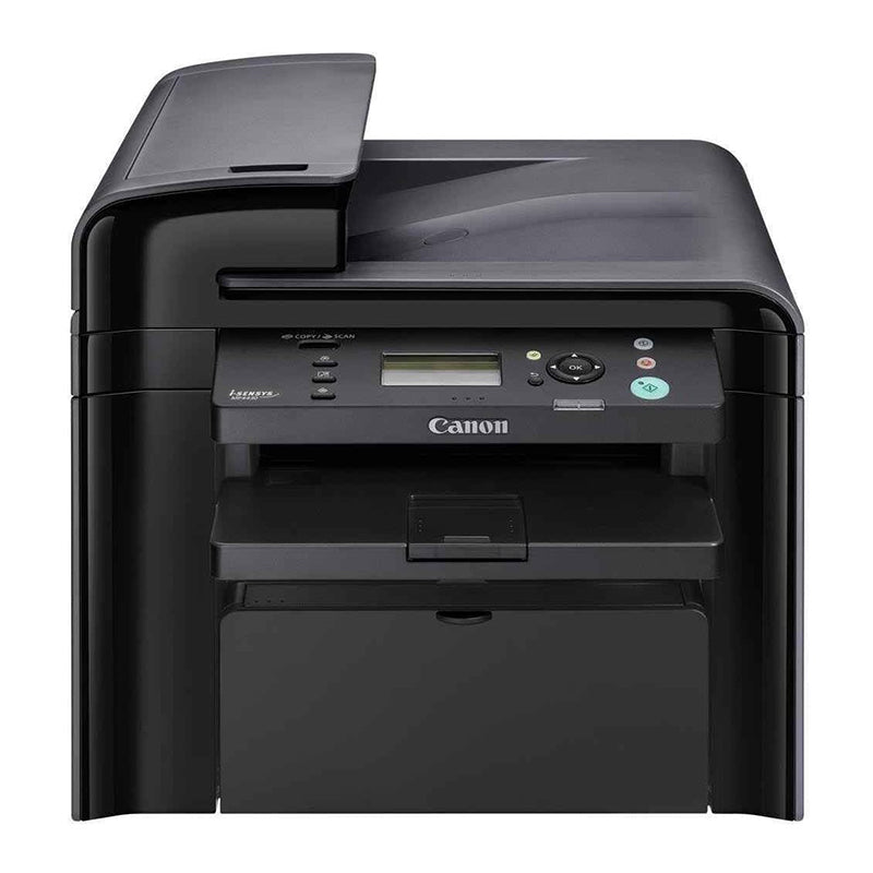 Canon i-SENSYS MF-4430 multifunction printer with black finish, showcasing printing, copying, and scanning capabilities.