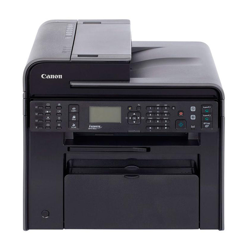 Front view of Canon i-SENSYS MF-4780W multifunction laser printer for home and small office use, featuring a control panel and display.