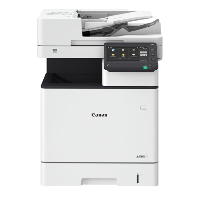 Canon i-Sensys MF-832CDW multifunction color laser printer with touchscreen and duplex printing capability.