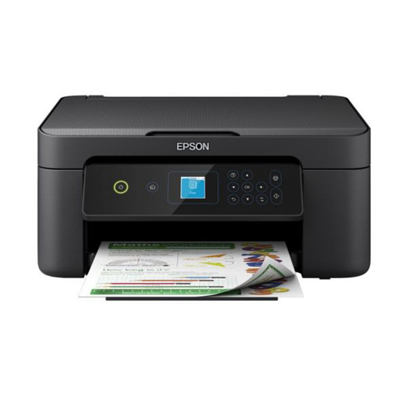 Epson Expression Home XP-3200 multifunction printer with color display, featuring wireless printing and compact design.