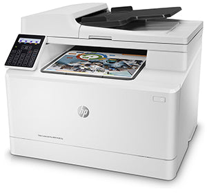 HP Color LaserJet Pro MFP M181fw multifunction printer with scanner, copier, and fax, ideal for small offices and home use.