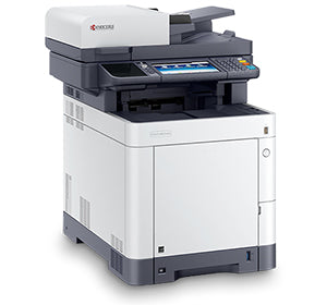 Kyocera Ecosys M6235cidn multifunction color laser printer for office use with print, copy, scan, and fax capabilities.