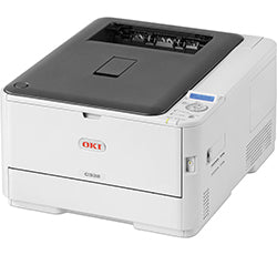 Oki C332 compact color laser printer with high-speed printing and duplex capabilities, ideal for office environments.