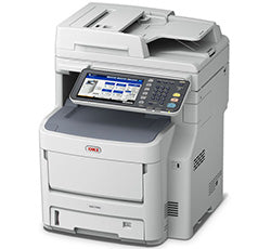 Oki MC780 multifunction color printer with automatic document feeder and duplex printing, ideal for office use.
