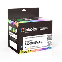 Brother LC-985VAL kompatible Tintenpatronen Multipack Verpackung, Schwarz, Cyan, Magenta, Gelb, hohe Druckkapazität.