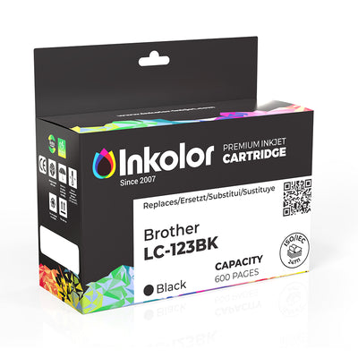 Brother LC-123BK kompatible Tintenpatrone Schwarz für hochwertigen Druck mit 600 Seiten Kapazität, kosteneffizient und zuverlässig.