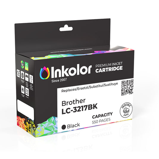 Brother LC-3217BK kompatible Tintenpatrone Schwarz, 550 Seiten Kapazität, Ersatzpatrone, Premium Qualität von Inkolor