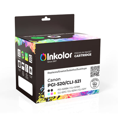 Canon PGI-520 + CLI-521 Multipack kompatible Tintenpatronen 2x Schwarz, Cyan, Magenta, Gelb Verpackung