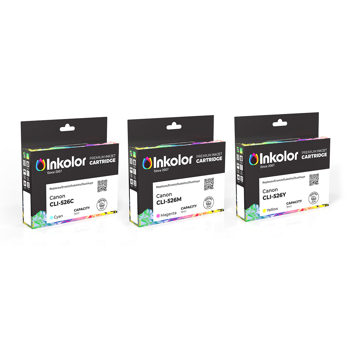 Canon CLI-526PA compatible ink cartridges multipack in cyan, magenta, yellow for vibrant prints. Ideal for Canon printers.
