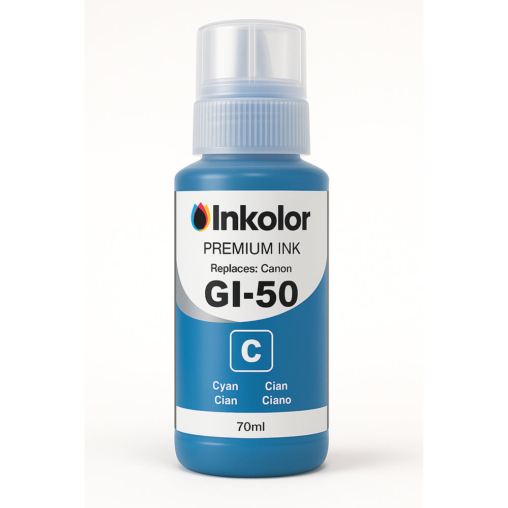 Canon GI-50C kompatible Cyan Tintenpatrone für hochwertige Drucke, kostensparend bis zu 7.700 Seiten, lebendige Farben