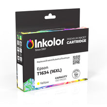 Epson 16XL (T1634) compatible yellow ink cartridge box from Inkolor, for high-quality, vibrant, long-lasting prints, 450 pages.