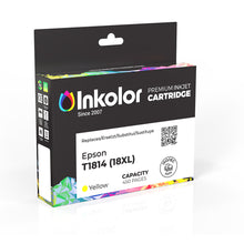 Compatible yellow Epson 18XL (T1814) ink cartridge packaging with 450-page capacity.