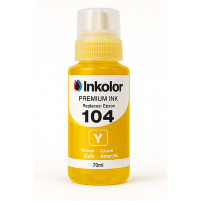 Epson 104 (T00P440) kompatible Tintenpatrone Gelb, 70ml Flasche für lebendige Druckergebnisse, ideal für Büro- und Heimgebrauch.