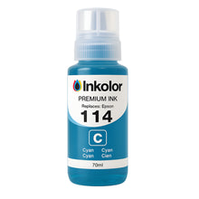 Epson 114 compatible cyan ink cartridge showcasing premium quality for vivid color printing.
